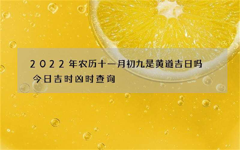 2022年农历十一月初九是黄道吉日吗 今日吉时凶时查询